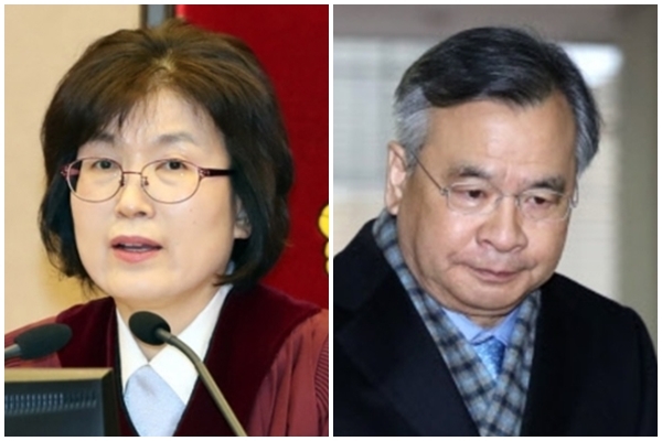 신변 위협 받는, 이정미(왼쪽) 재판관과 박영수 특별검사