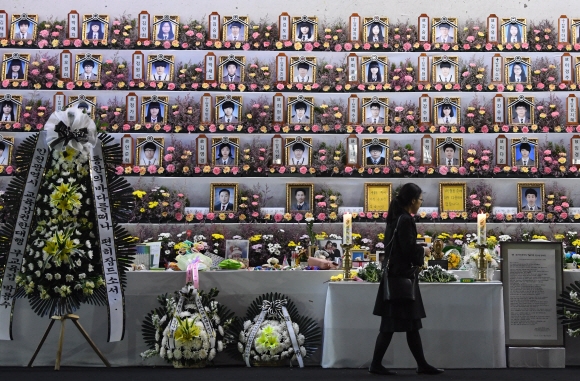 14일 경기도 안산 세월호참사 정부합동분향소를 찾은 추모객들이 헌화 분향을 하고 있다.  박지환 기자 popocar@seoul.co.kr