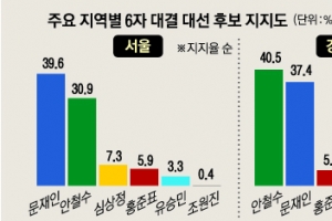 [서울신문·YTN, 엠브레인 여론조사] TK 安, 文에 4.9%P 앞서… 호남 文, 安에 14%P 우위