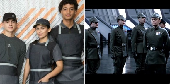 맥도날드 새 유니폼(왼쪽)과 영화 스타워즈의 한 장면