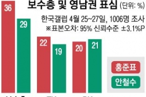 “홍준표 찍어야 하나” “안철수 찍어야 하나” 2위 접전…고민하는 보수층