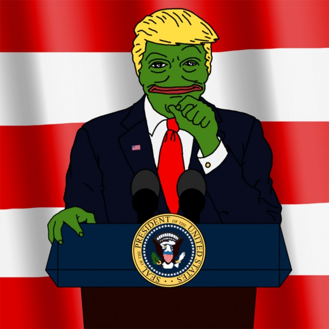 도널드 트럼프 미국 대통령과 페페의 모습을 합성해 만든 그림
