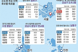 ‘보수 텃밭’ 강남 文 35.6 洪 26.8 安 22… 文, 서울 25개 자치구 모두 1위 싹쓸이