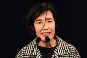 [서울포토] 새 국가보훈처장으로 임명된 피우진