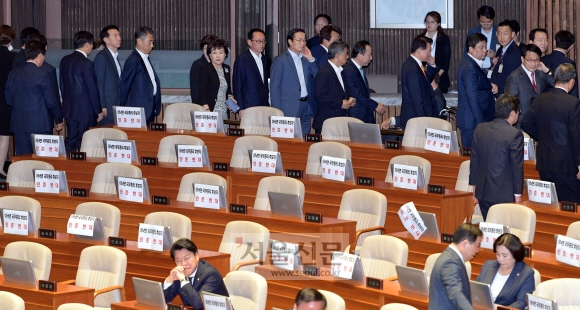 본회의장 퇴장하는 한국당 의원들 
