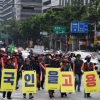 [서울포토] ‘내국인을 고용하라’… 건설노조, 도심 행진