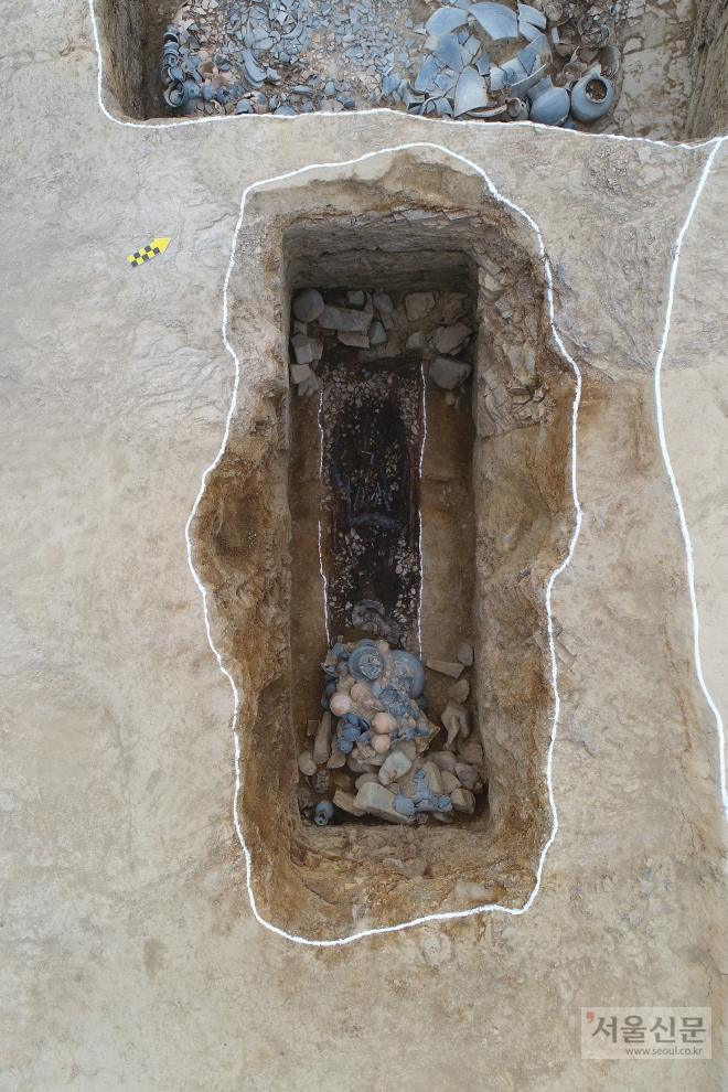 경북 경산시에서 발견된 압독국 최고 지도자의 무덤. 경산시 제공 