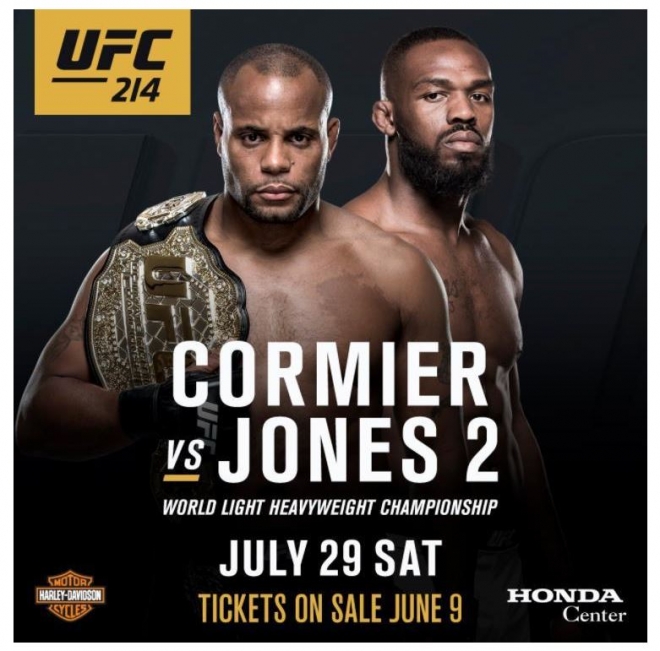 29일(현지시간) UFC 214에서 재대결을 벌이는 코미어와 존스. UFC 포스터 캡처