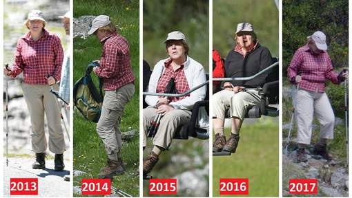 앙겔라 메르켈 독일 총리의 여름 휴가 옷차림이 5년째 같은 모습이어서 눈길을 끌고 있다. 온라인커뮤니티