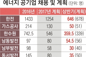 일자리 창출은커녕… 쪼그라든 에너지공기업 채용