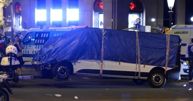 테러에 이용된 차량. 바르셀로나 AFP 연합뉴스