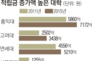 사립대 27곳, 4년간 적립금 100억 이상 불려