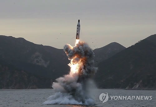 북한이 시험발사에 성공한 SLBM[연합뉴스 자료사진]
