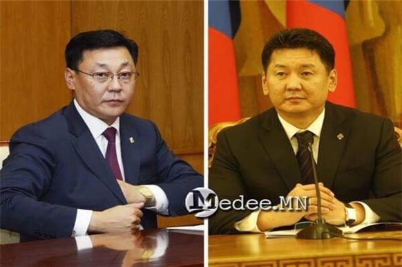 에르덴바트 몽골 국무총리, 후렐수흐 국무 부총리(왼쪽부터)