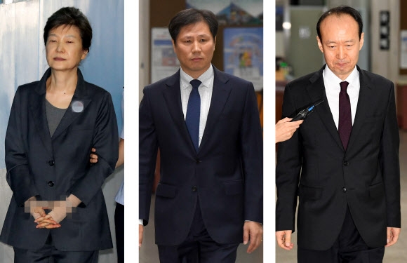 법정 향하는 박근혜 전 대통령과 ‘朴의 집사들’