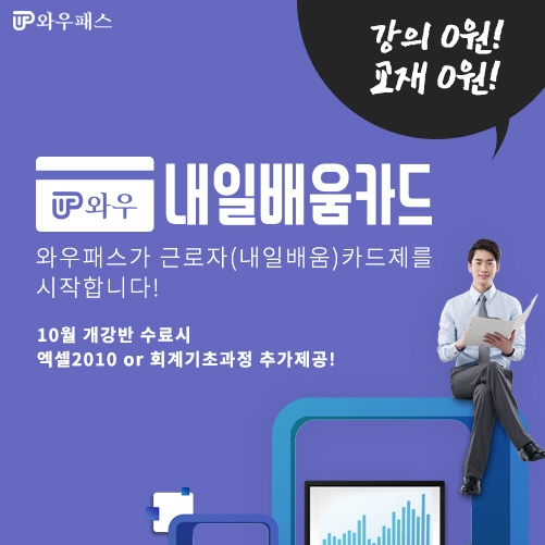 금융자격 교육 전문사이트 와우패스가 ‘와우내일배움카드’ 신규 사이트를 론칭해 화제다. 와우패스와 동일한 퀄리티의 강의 6종을 0원으로 수강할 수 있는 이 서비스는 유망 자격증인 전산회계를 비롯해 다수 프로그램을 포함해 눈길을 끈다.