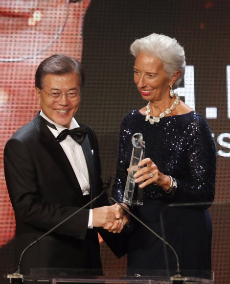 [서울포토] 문재인 대통령, 뉴욕서 세계시민상 수상