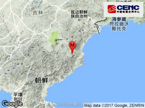 중국 지진대망 “북한서 3.4규모 지진 탐지”, 폭발 추정”