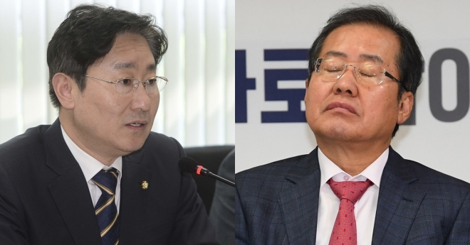 더불어민주당 박범계(왼쪽) 의원과 자유한국당 홍준표 대표  서울신문