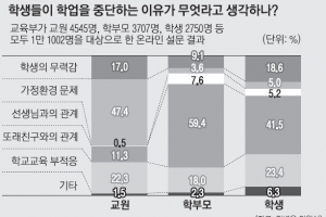 초·중·고생 왜 학교 그만둘까…학생 “친구 탓” 교사 “가정 탓”