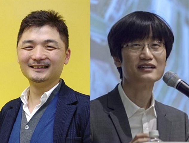 카카오의 김범수(왼쪽) 이사회 의장과 이해진 네이버 전 이사회 의장. 서울신문 DB