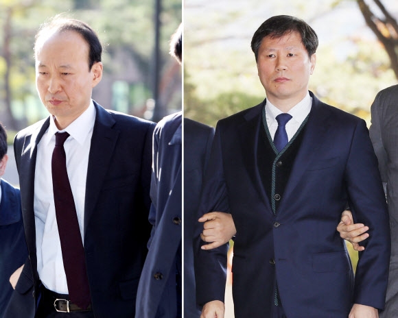 안봉근(오른쪽) 전 청와대 제2부속비서관·이재만(왼쪽) 전 총무비서관 연합뉴스
