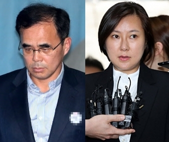 김종(왼쪽) 전 문화체육관광부 차관과 장시호씨. 연합뉴스