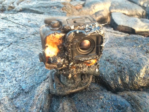 용암에 녹아버린 고프로 카메라