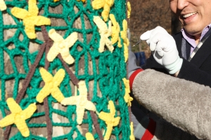 안양예술공원 가로수, 칙칙한 짚 대신 털실 옷 장식