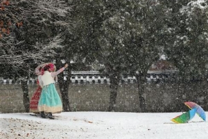 한옥 마을에 내리는 첫눈