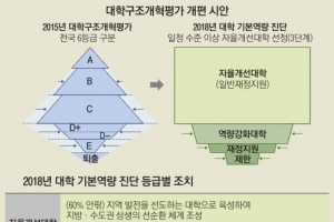 대학 평가 6→3등급·인원 감축 5만→2만으로 완화