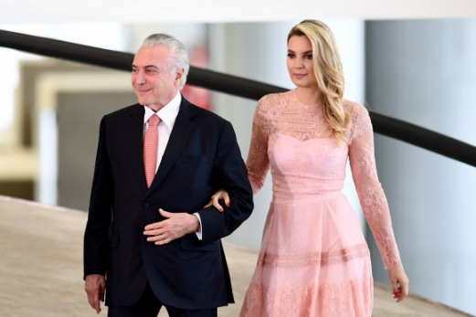 [포토] 테메르 브라질 대통령, 모델 출신 미모의 퍼스트레이디와 함께