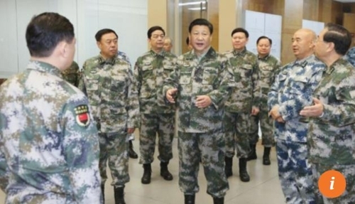중국 통합전투사령부를 방문한 시진핑 국가주석 홍콩 사우스차이나모닝포스트(SCMP) 캡처  연합뉴스