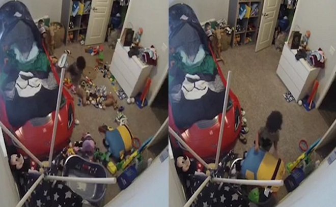 막대사탕 준다는 말에 순식간에 방을 정리한 3살 에반스(유튜브 영상 캡처)
