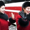 [포토] ‘미모의 북한 응원단’ 아리따운 자태로 입경