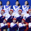 [서울포토] ‘단일팀 이겨라!’ 응원 펼치는 북한 응원단