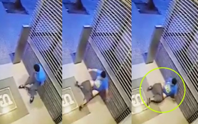 건물 안에 몰래 변을 보다 자신의 변에 주저 앉은 철없는 소년(유튜브 영상 캡처)