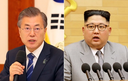 문재인(왼쪽) 대통령·김정은 노동당 위원장. 연합뉴스