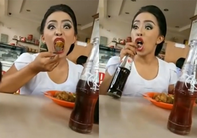 립스틱 챌린저(Lipstick Challenge)를 하고 있는 여성모습(유튜브 영상 캡처)