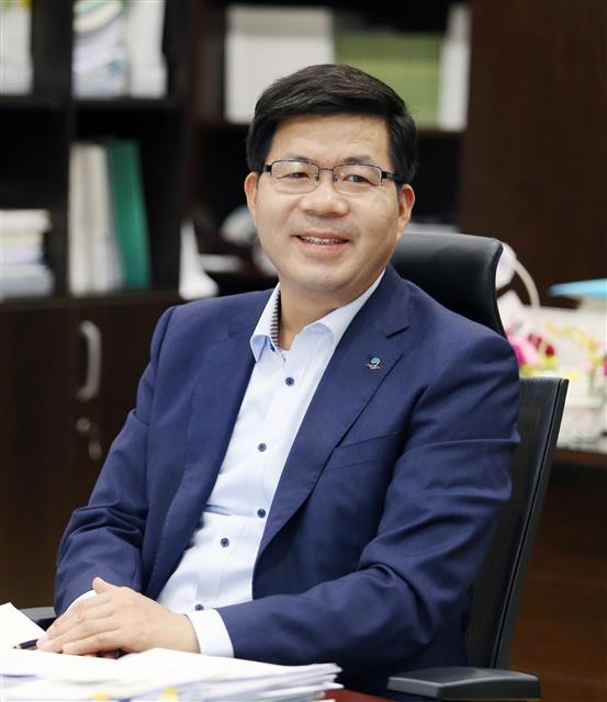 공재광 경기 평택시장이 26일 시청 집무실에서 서울신문과 인터뷰하고 있다.  평택시 제공