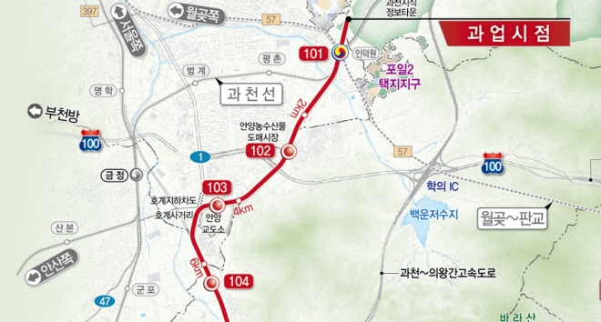 인덕원-화성 동탄 복선전철 노선도. 안양시 제공