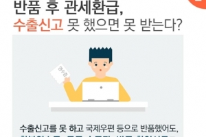 1천달러 이하 해외직구 반품시 수출신고 안해도 관세환급 가능