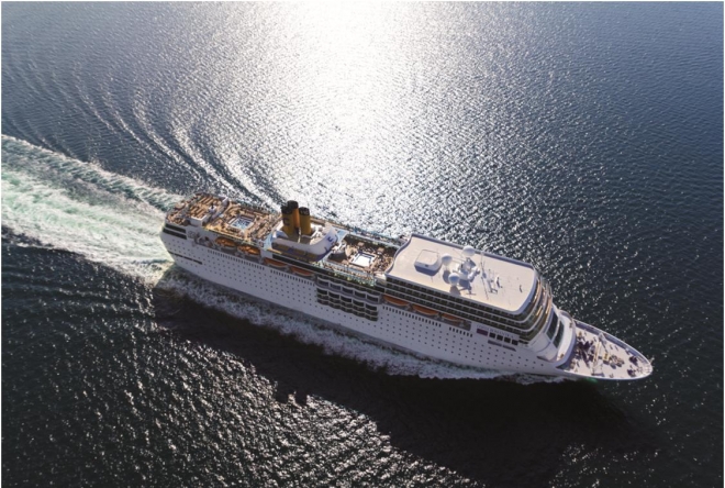 　이탈리아 선적인 코스타 네오로만티카는  총 톤수가 5만 5150ｔ으로 평균 속도는 18.5노트이며 높이는 13층 에 달한다.객실 789개와 최대 1800명 탑승이 가능하며 승무원수는 622명이다.2012년 3월 취항했다.<부산시 재공> 