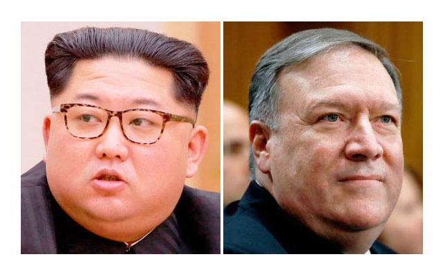 김정은(왼쪽) 북한 국무위원장·마이크 폼페이오 미국 국무장관 내정자 AP 연합뉴스