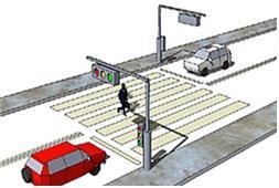 신호등을 정지선에 설치해 운전자가 신호 변화를 보기 위해 정지선을 침범하지 않도록 개선한 보행자 횡단보도 디자인. 문화체육관광부 제공 신호등을 정지선에 설치해 운전자가 신호 변화를 보기 위해 정지선을 침범하지 않도록 개선한 보행자 횡단보도 디자인. 문화체육관광부 제공