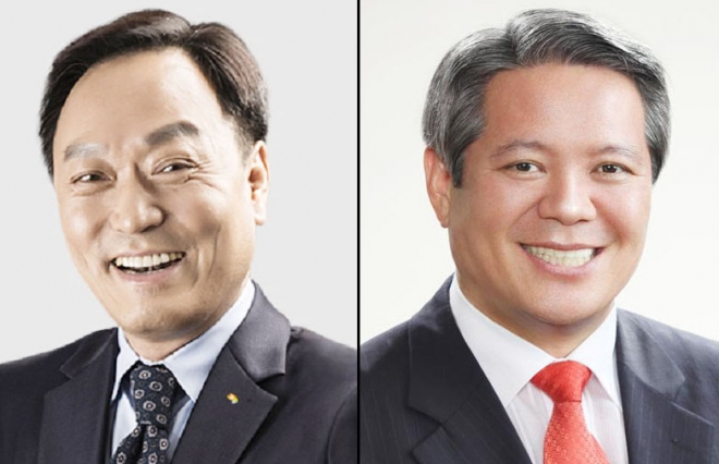 경기 안양시장 자리를 놓고 네 번째 대결을 벌이는 이필운(왼쪽) 자유한국당 후보와 최대호 더불어민주당 후보. 