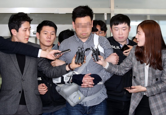 영장실질심사 출석하는 ’김성태 폭행범’