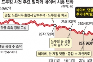 드루킹 파문 이후 네이버 시총 6조 증발