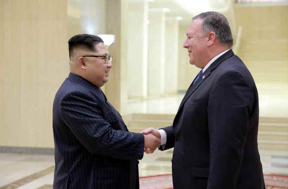 북한 김정은, 폼페이오 접견
