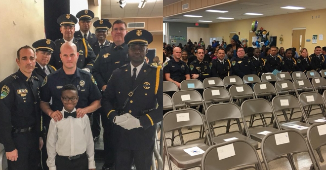 순직한 동료의 아들 위해 졸업식에 참석한 경찰들. Boynton Beach Police Department 페이스북.